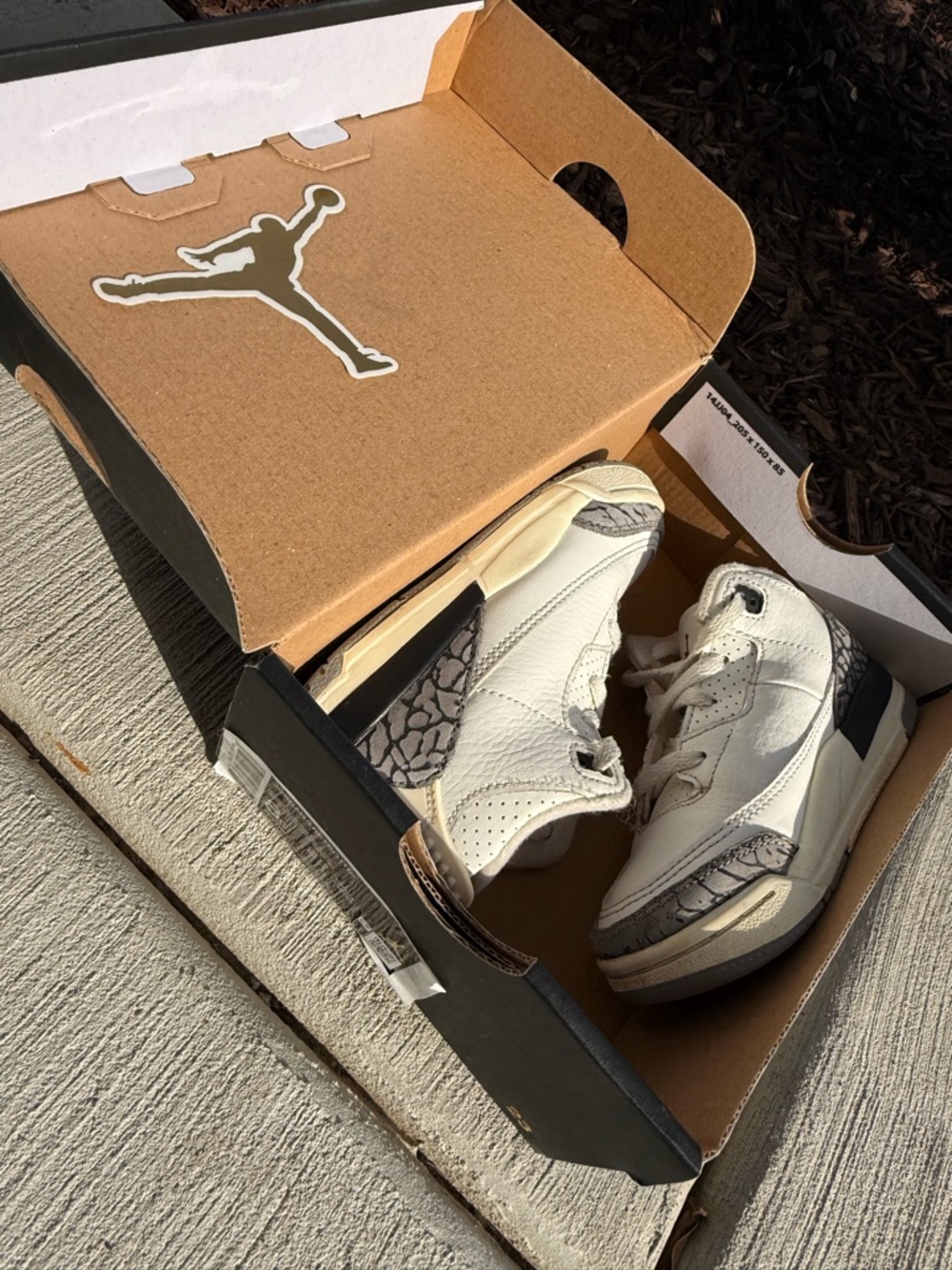 Jordan Kids' White with Cement Gray Accent Sneakers